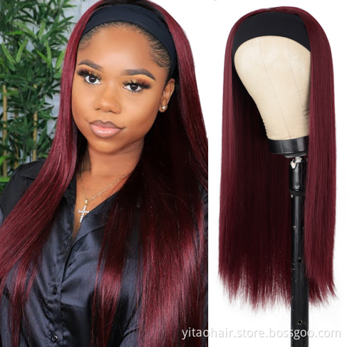 FAZHIYUAN 99J Brazilian Colorful Silky Straight Deep Short Water Wave Bob Kinky Curly Synthetic Headband Wigs